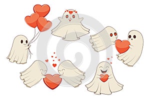 Valentine ghosts with heart