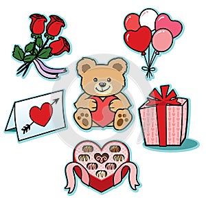 Valentine gifts of love illustration icons