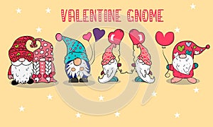 Valentine Gnome with Hearts Clipart