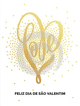 Valentine gold love heart glitter pattern card