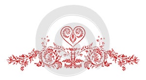 Valentine Greeting floral ornaments and heart