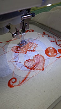 Valentine heart embroidery sewing