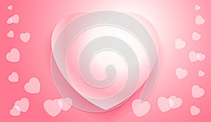 Valentine heart flying on pink background