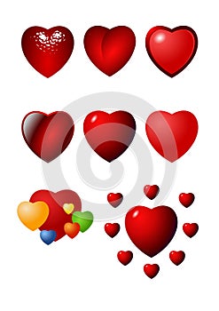 Valentine heart icon set