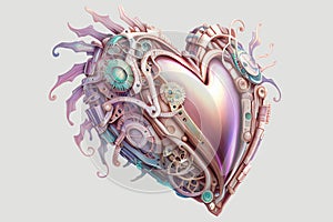 Valentine Heart illustration created with Generative AI, isolated on a light gray background