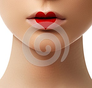 Valentine heart kiss on the Lips. Makeup. Beauty sexylips with h photo