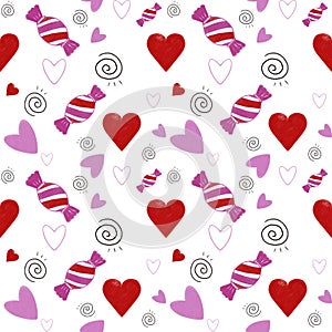 Valentine heart seamless drawings