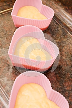 Valentine heart shaped cup cakes