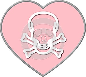 Valentine heart with Skull and Crossbones