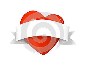 Valentine heart with tape isolated on white background