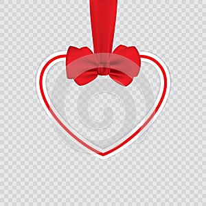 Valentine heart tied with red ribbon and bow