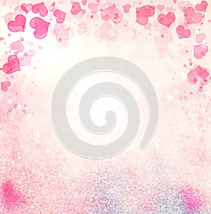 Valentine Hearts Abstract Pink Background.