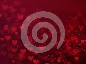 Valentine Hearts Abstract Red Background with bokeh