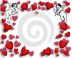 Valentine Hearts and Cupids Border photo