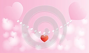 Valentine hearts on pink background.
