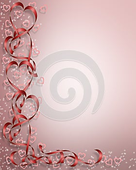 Valentine Hearts Ribbons Border