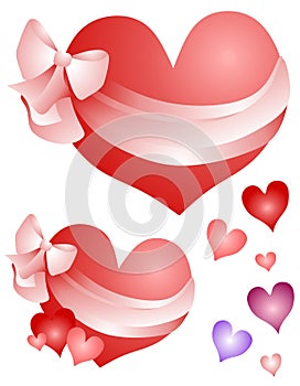 Valentine Hearts Wrapped in Bows Clip Art