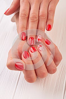Valentine holiday nail art design.