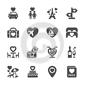 Valentine and honeymoon icon set, vector eps10 photo