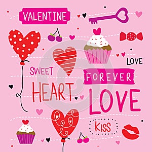 Valentine I Love You Sweetheart Cute Cartoon Vector