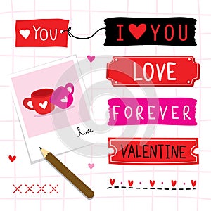 Valentine I Love You Sweetheart Cute Cartoon Vector photo