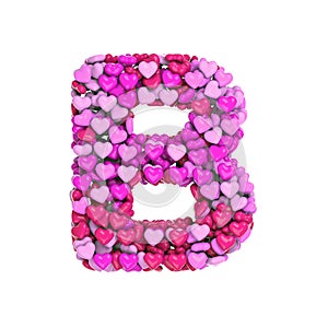 Valentine letter B - Capital 3d heart font - suitable for Valentine`s day, romantism or passion related subjects