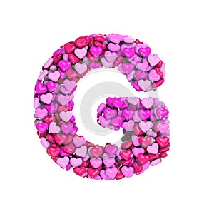 Valentine letter G - Capital 3d heart font - suitable for Valentine`s day, romantism or passion related subjects