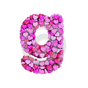 Valentine letter G - Small 3d heart font - Suitable for Valentine`s day, romantism or passion related subjects