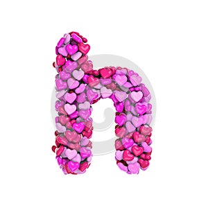 Valentine letter H - Lower-case 3d heart font - Suitable for Valentine`s day, romantism or passion related subjects