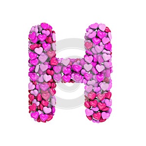 Valentine letter H - Upper-case 3d heart font - suitable for Valentine`s day, romantism or passion related subjects