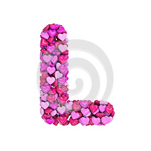 Valentine letter L - Capital 3d heart font - suitable for Valentine`s day, romantism or passion related subjects