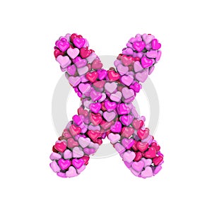 Valentine letter X - Upper-case 3d heart font - suitable for Valentine`s day, romantism or passion related subjects