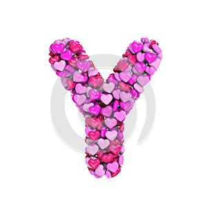 Valentine letter Y - Capital 3d heart font - suitable for Valentine`s day, romantism or passion related subjects