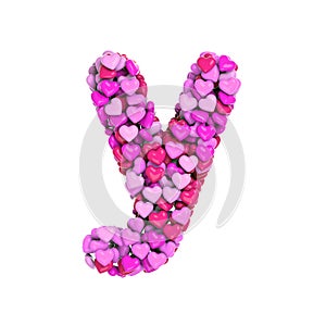 Valentine letter Y - Small 3d heart font - Suitable for Valentine`s day, romantism or passion related subjects