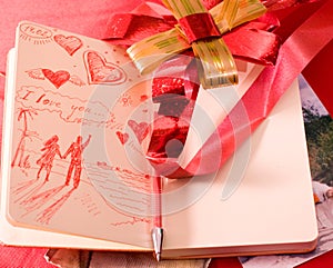 Valentine love letter in moleskine