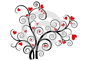 Valentine love tree with red hearts photo