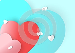 Valentine Multicolor Hearts, red pink and blue in blue background