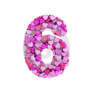 Valentine number 6 - 3d heart digit - Suitable for Valentine`s day, romantism or passion related subjects