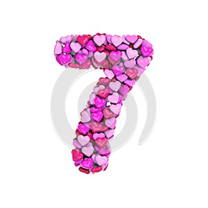 Valentine number 7 - 3d heart digit - Suitable for Valentine`s day, romantism or passion related subjects