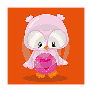 Valentine Owl With Pink Heart 03