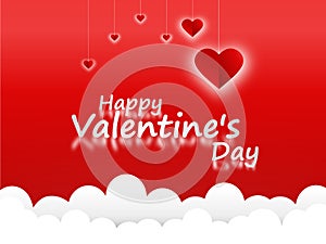 Valentine paper art concept elements such as  love text silver lettering on white background, symbols of love for happy women, mot