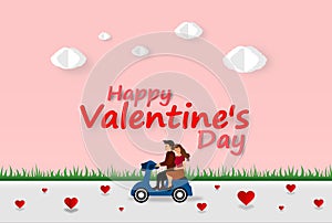Valentine paper art concept elements such as  love text silver lettering on white background, symbols of love for happy women, mot