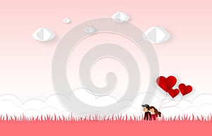 Valentine paper art concept elements such as  love text silver lettering on white background, symbols of love for happy women, mot