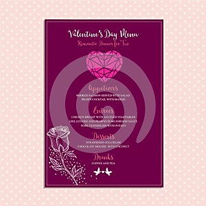 Valentine party invitation restaurant. Food flyer.