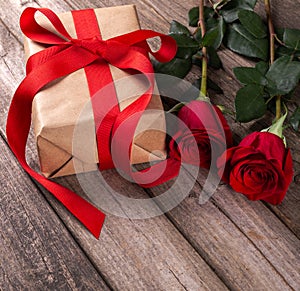 Valentine Present With Red Roses