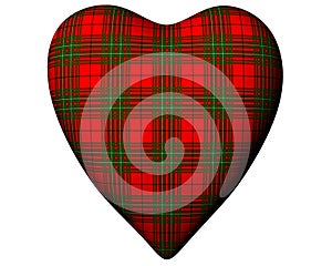 Valentine Red Heart Scottish Scott Tartan Textured