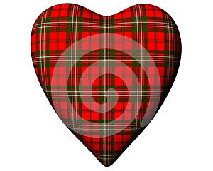 Valentine Red Heart Scottish Scott Tartan Textured