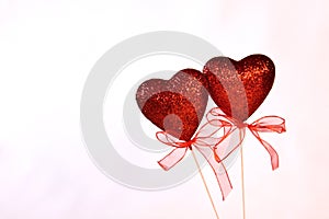 Valentine Red Hearts with Ribbons