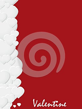 Valentine red sheet with hearts and devorative text photo