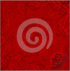 Valentine rose with grunge hearts background